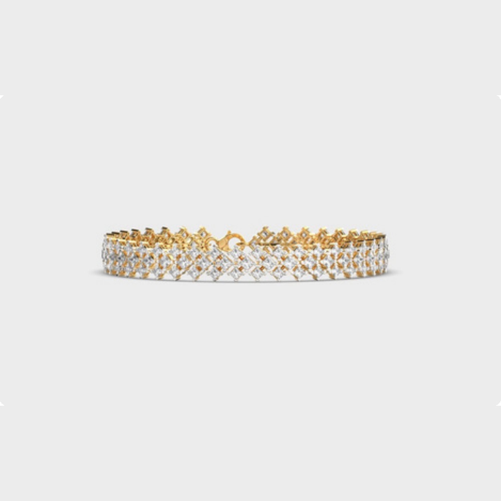 Wide Multi-Row Diamond Tennis Bracelet