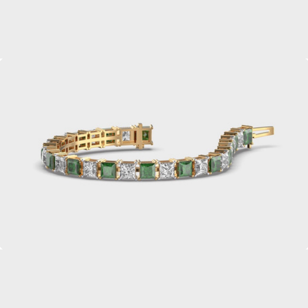 Emerald & Green Stone Diamond Tennis Bracelet