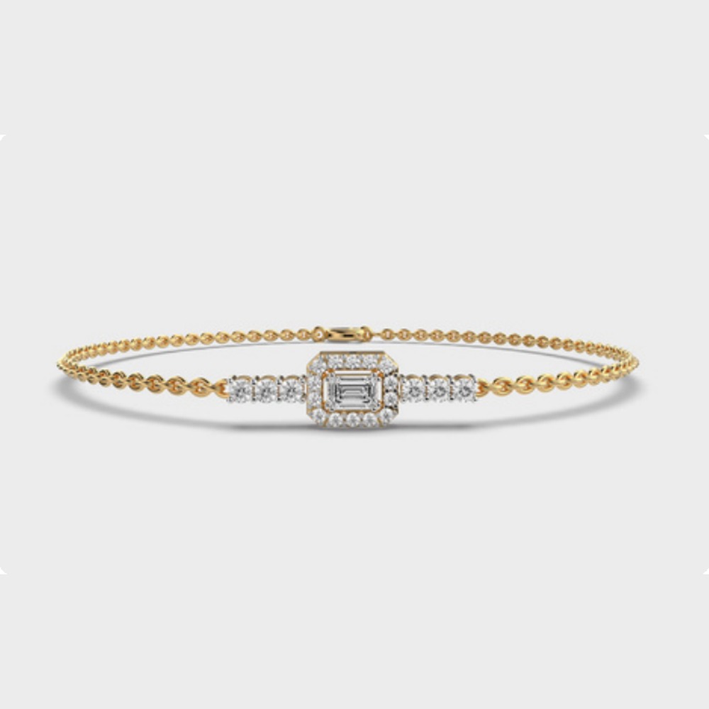 Emerald Halo Diamond Chain Bracelet
