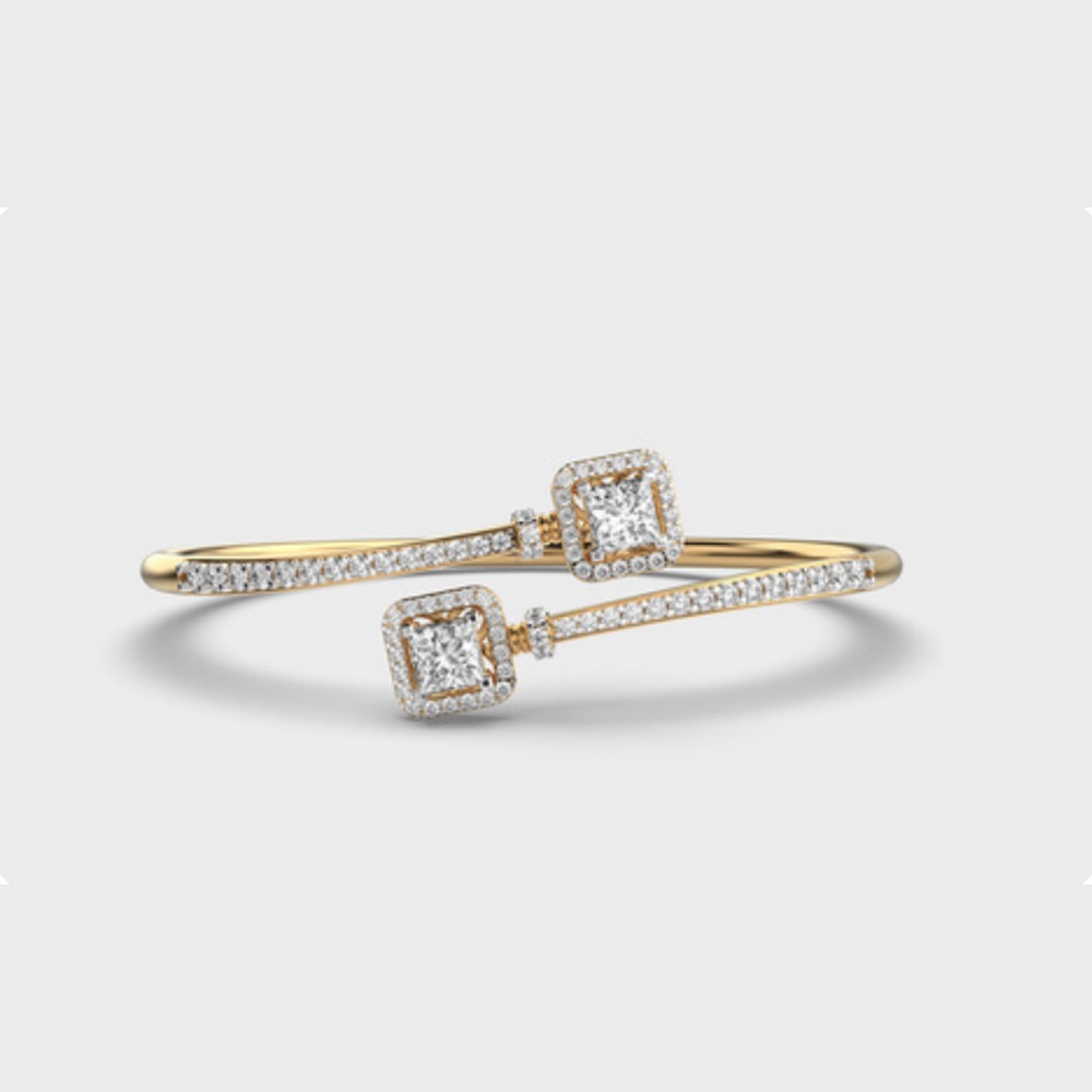 Square Bypass Diamond Bangle