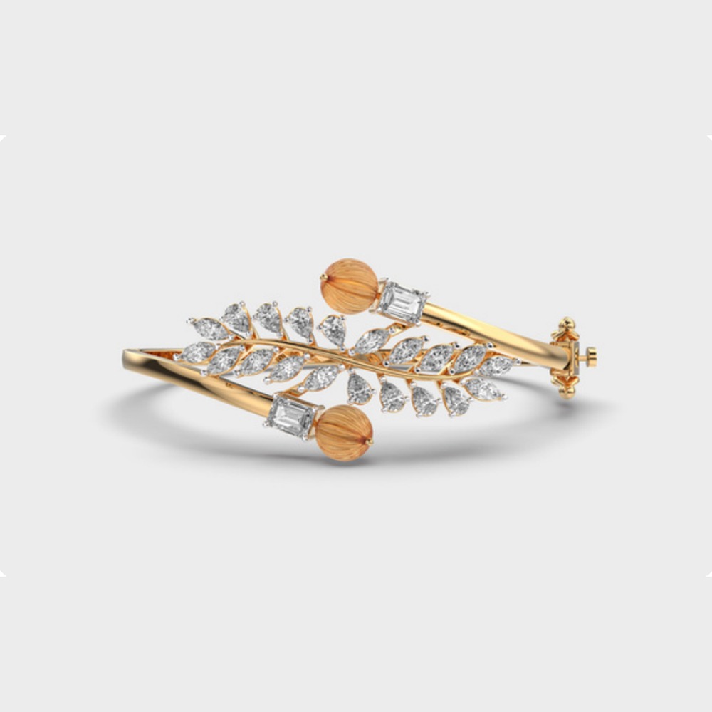 Leaf Vine Bypass Diamond Bangle