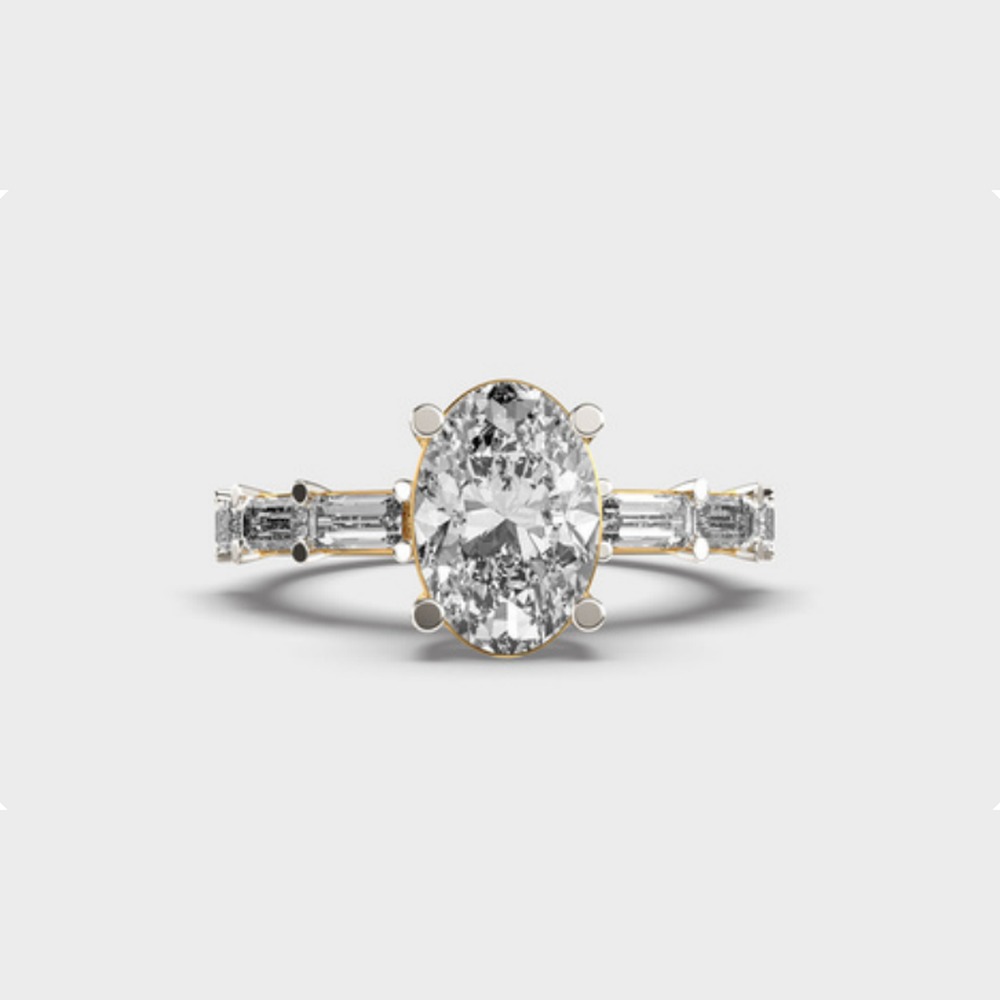Oval Baguette Side Diamond Ring