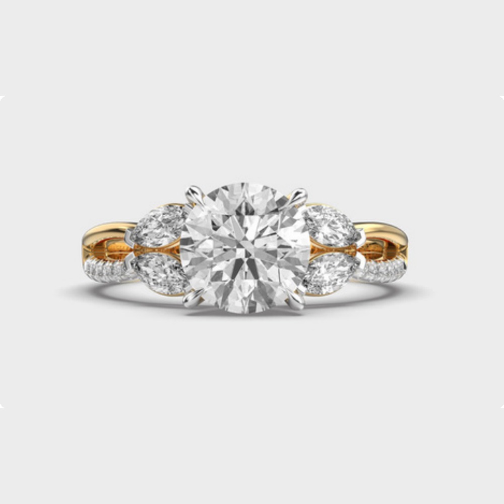 Round Pear Side Stone Diamond Ring