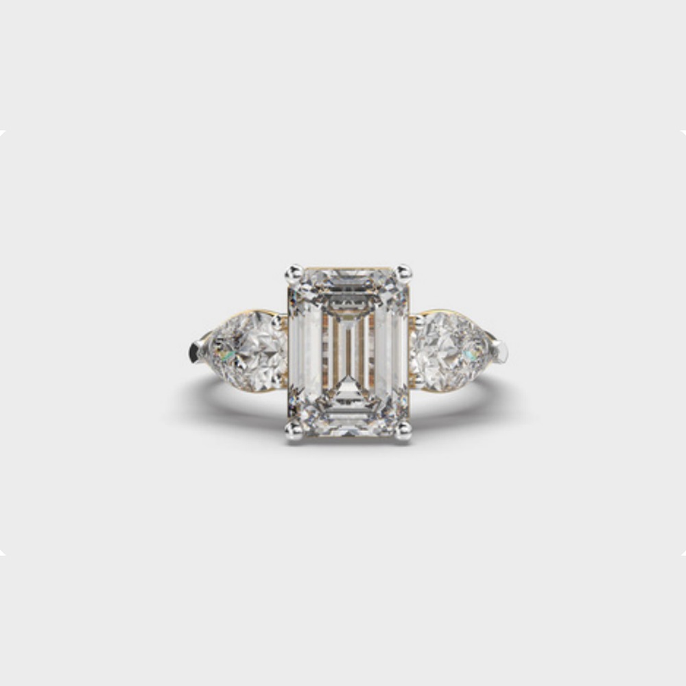 Emerald Three Stone Diamond Ring