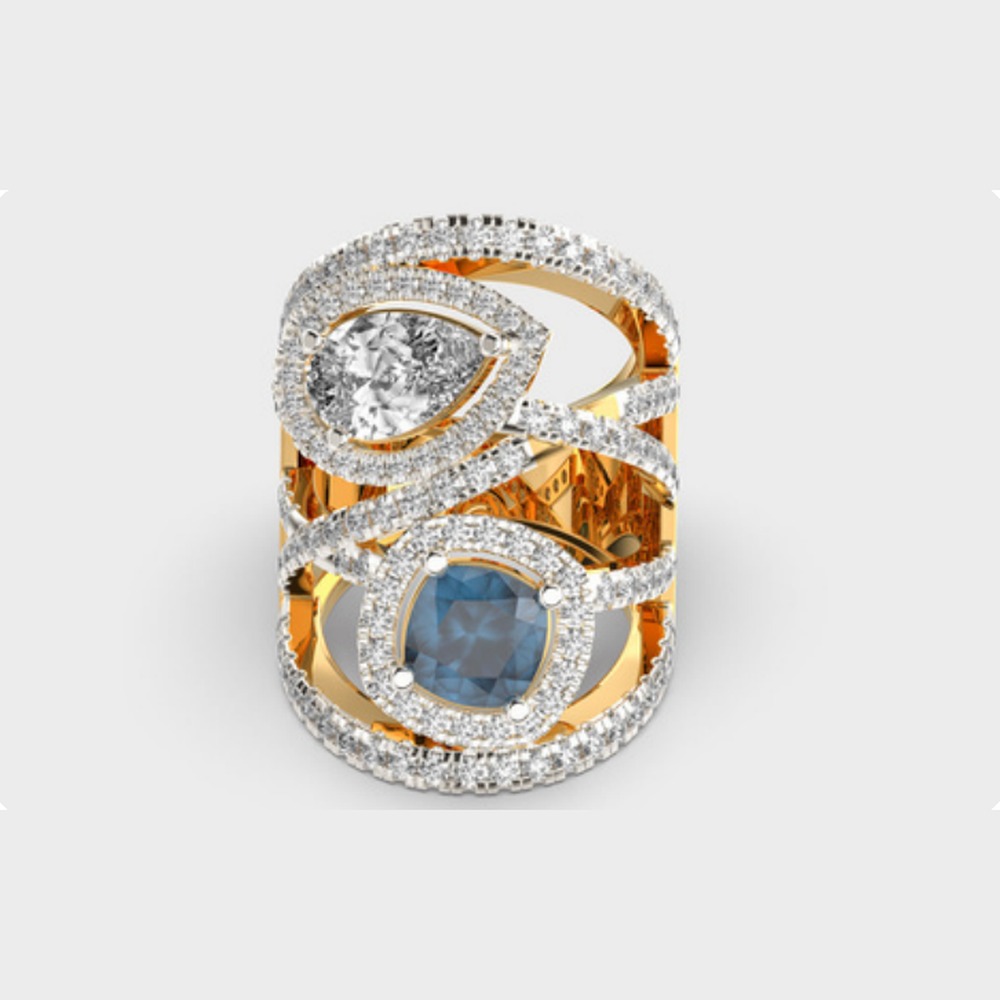 Blue Stone Wrap Diamond Ring