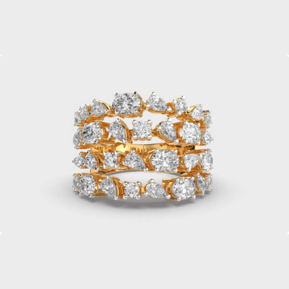 Stacked Marquise Pear Diamond Ring