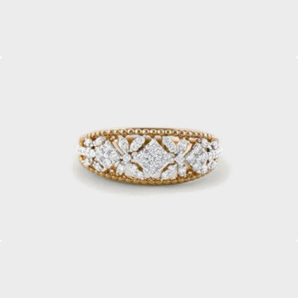 Floral Heart Band Diamond Ring