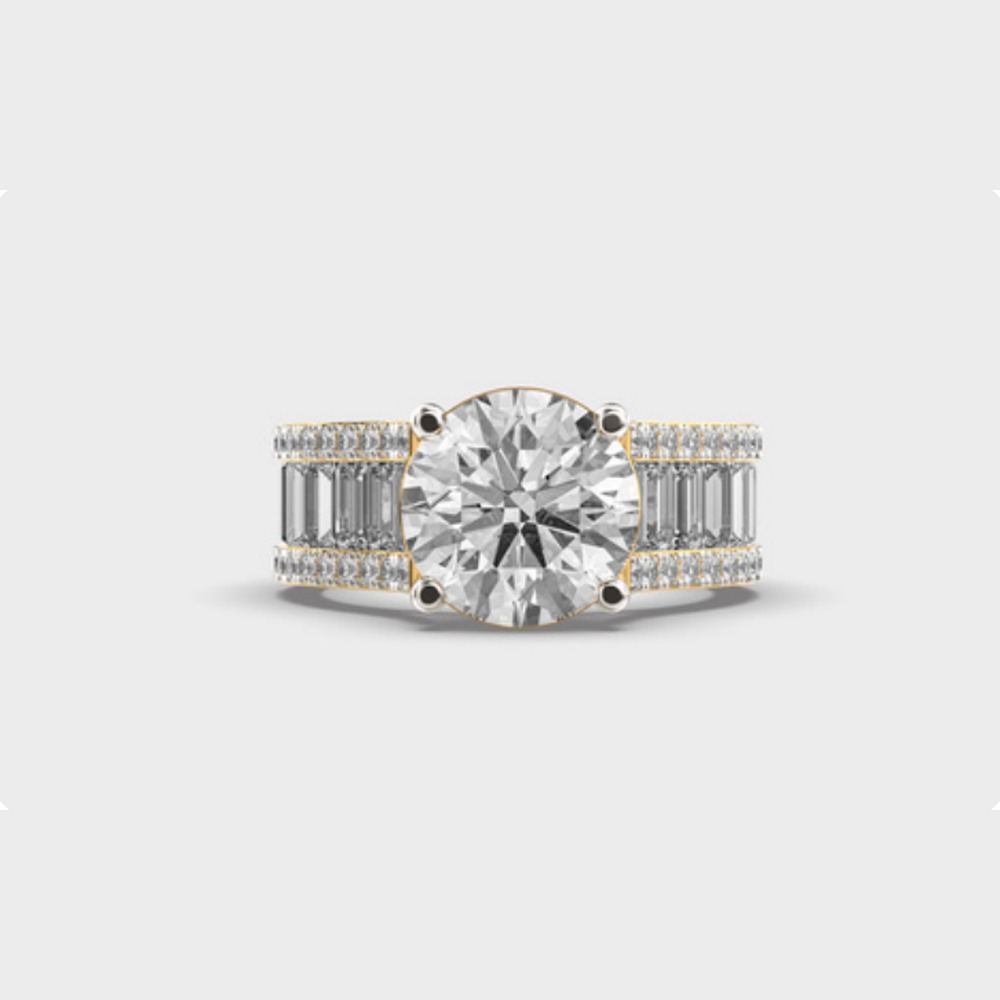 Round Baguette Shoulder Diamond Ring