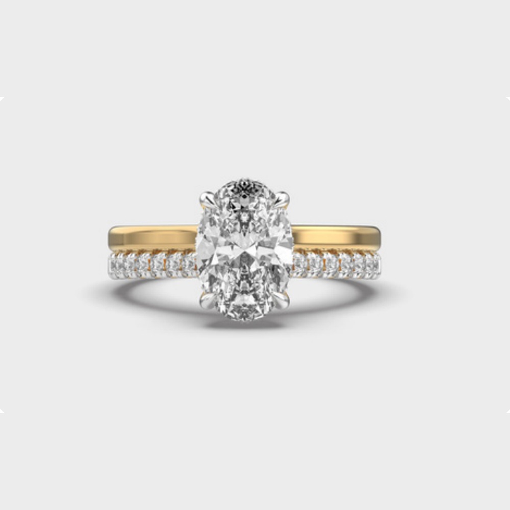 Oval Hidden Halo Pave Diamond Ring