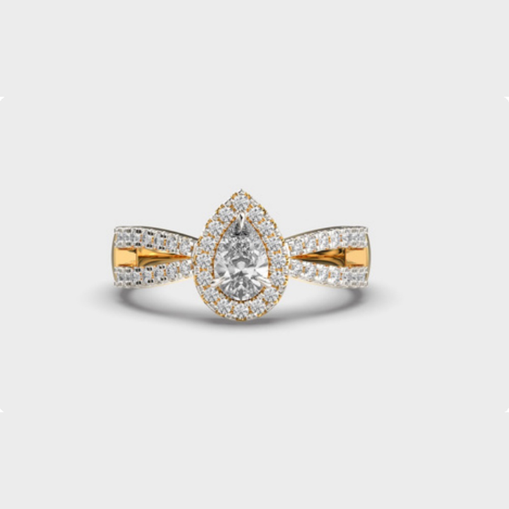 Pear Halo Split Diamond Ring