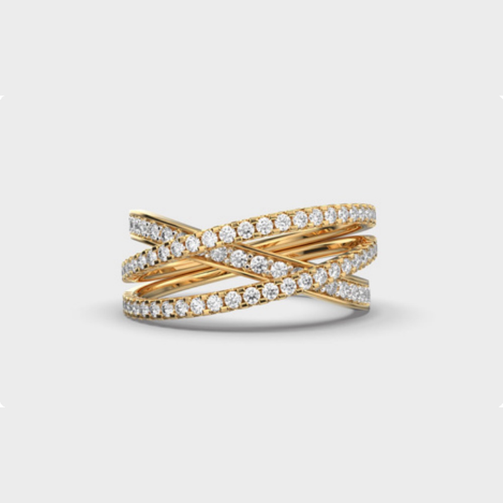 Crossover Pave Rows Diamond Ring