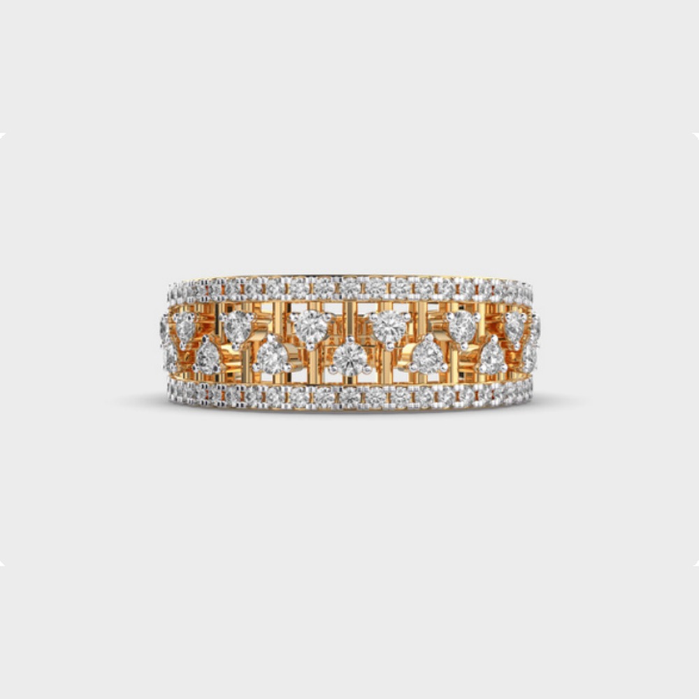 Heart Pave Band Diamond Ring