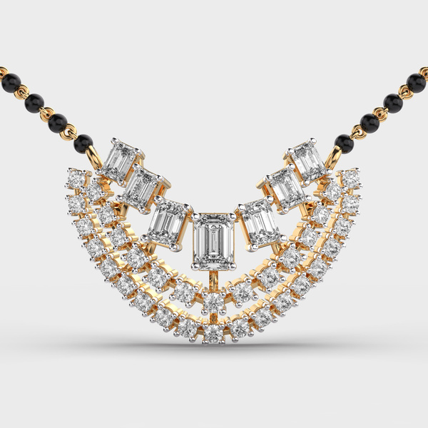 Emerald Cut Crescent Diamond Mangalsutra