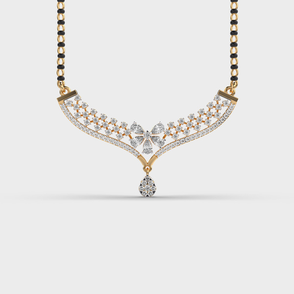 V Curve Drop Diamond Mangalsutra