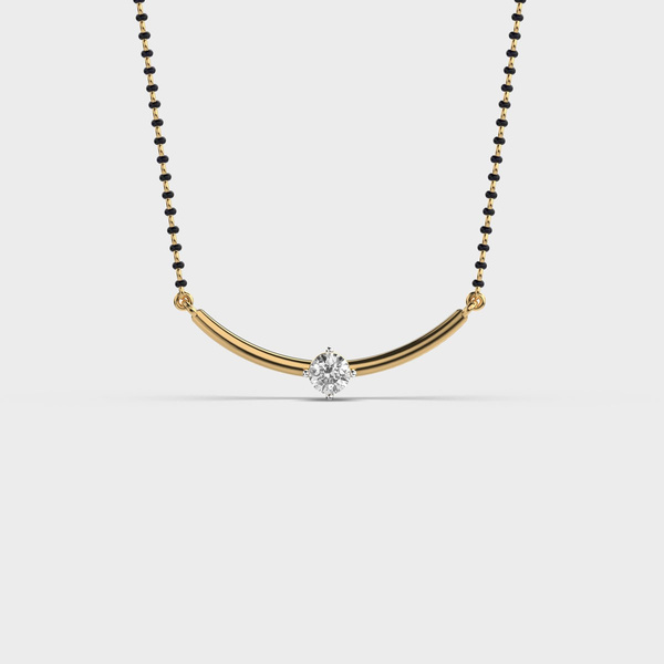 Curved Bar Solitaire Diamond Mangalsutra