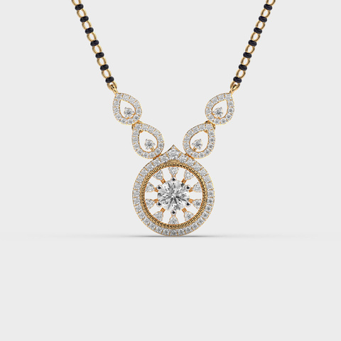 Round Halo Flower Diamond Mangalsutra