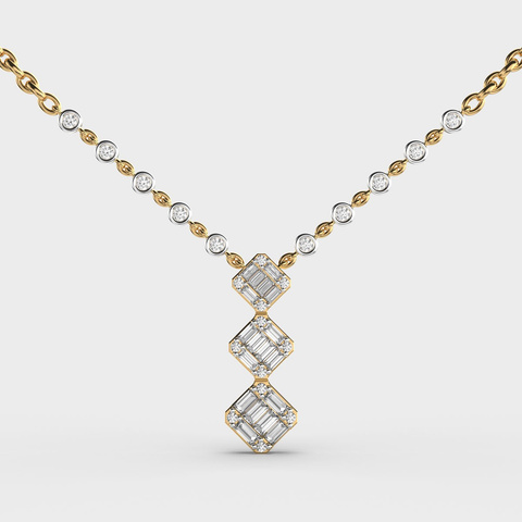Geometric Lariat Diamond Necklace