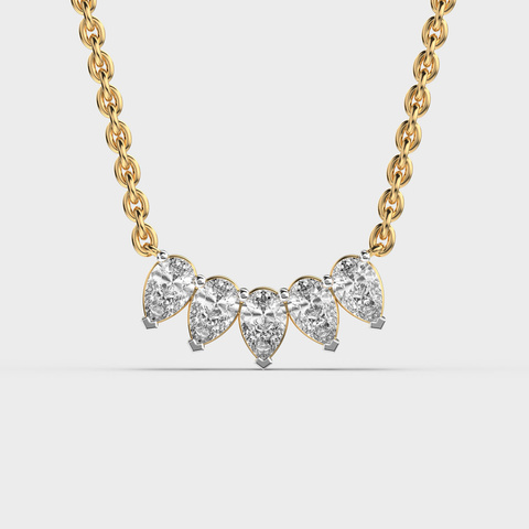 Pear Five Stone Diamond Necklace