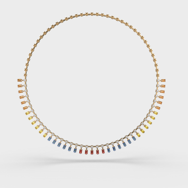 Rainbow Baguette Diamond Necklace
