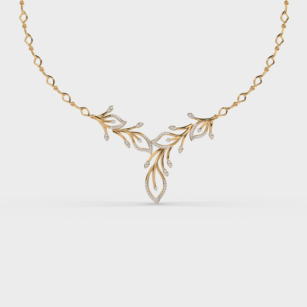 Leaf Branch Diamond Necklace