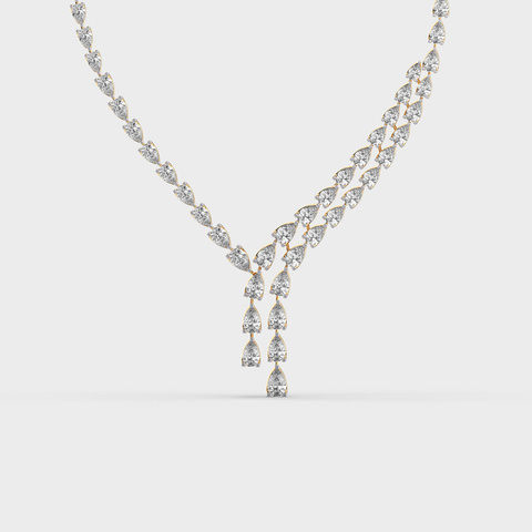 Double Strand Pear Drop Diamond Necklace