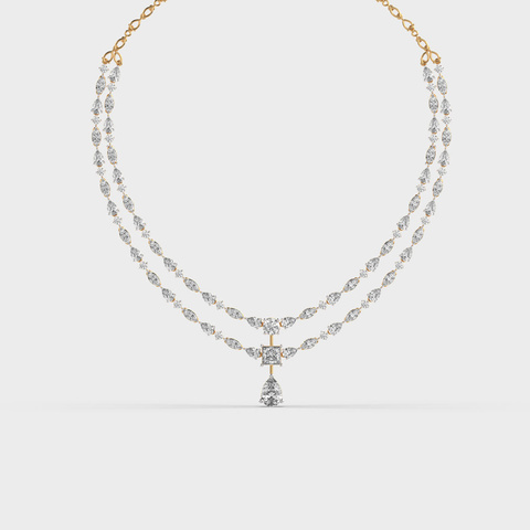 Two Layer Pear Drop Diamond Necklace