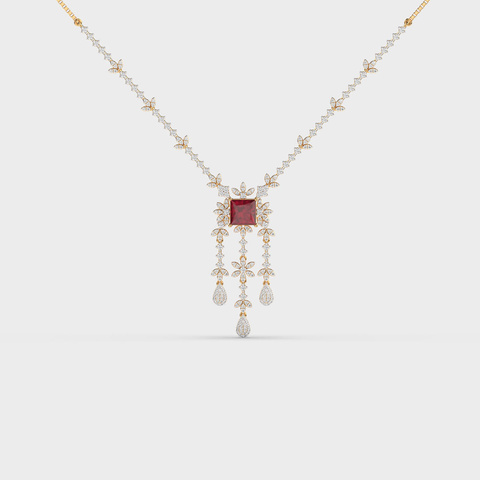 Ruby Tassel Diamond Necklace