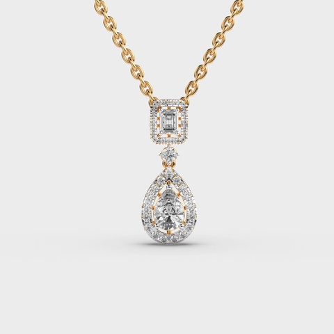 Emerald Pear Drop Diamond Pendant