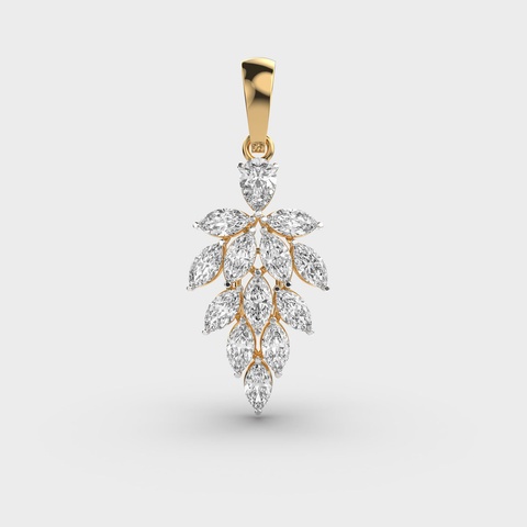 Marquise Leaf Drop Diamond Pendant