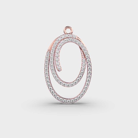 Double Oval Rose Gold Diamond Pendant