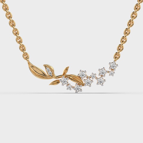 Leaf Vine Chain Diamond Pendant