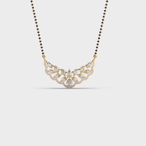 Mangalsutra Style Floral Diamond Pendant