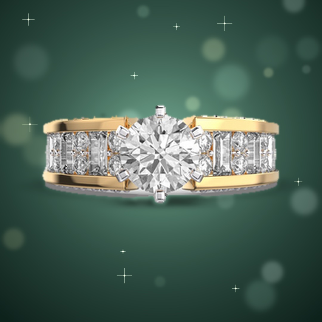 Round Wide Baguette Diamond Ring thumbnail