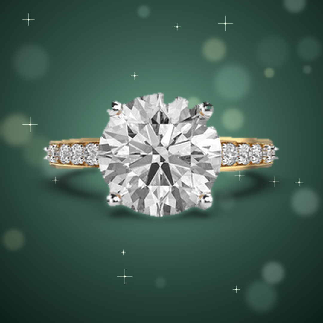 Round Solitaire Pave Diamond Ring thumbnail