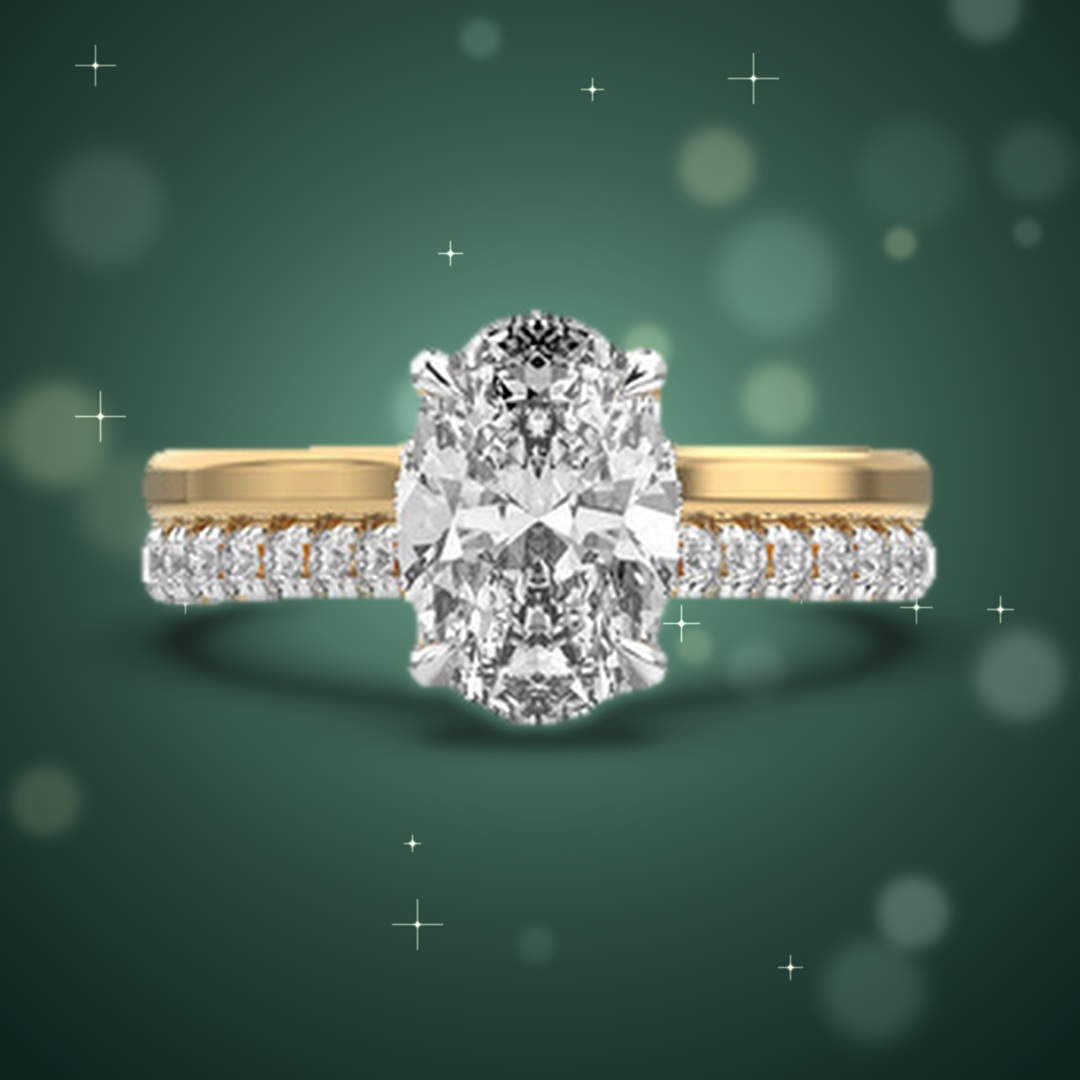 Oval Hidden Halo Pave Diamond Ring thumbnail