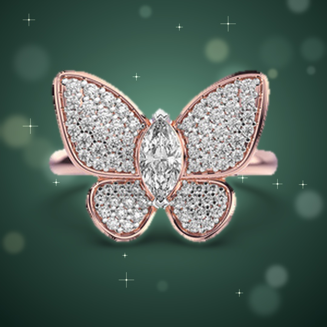 Rose Gold Butterfly Diamond Ring thumbnail