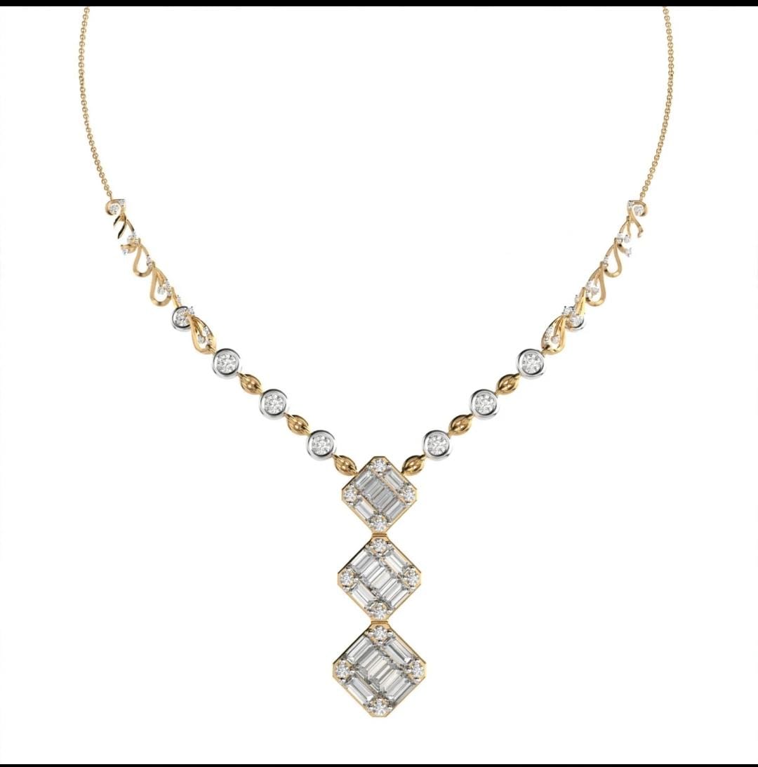 `NMAMTA - Triple Mosaic Baguette Diamond Necklace