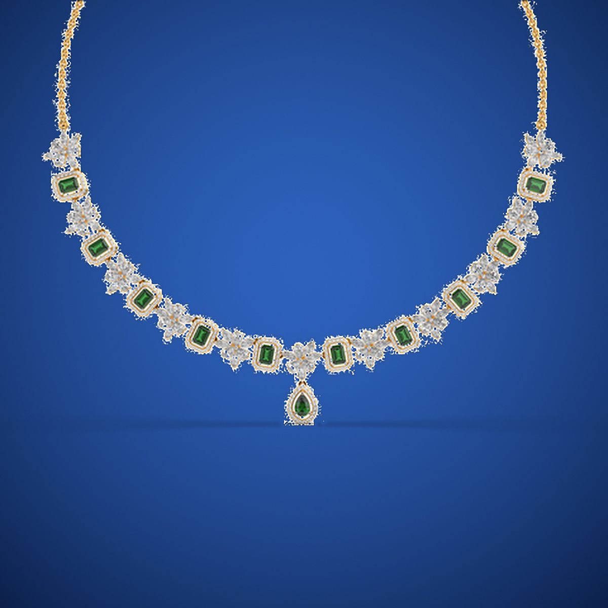 Emerald Green Station Diamond Necklace thumbnail